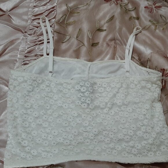 White Lace, soft cotton, nylon lined Bisou Bisou Camisole top, Sz L - Picture 5 of 5